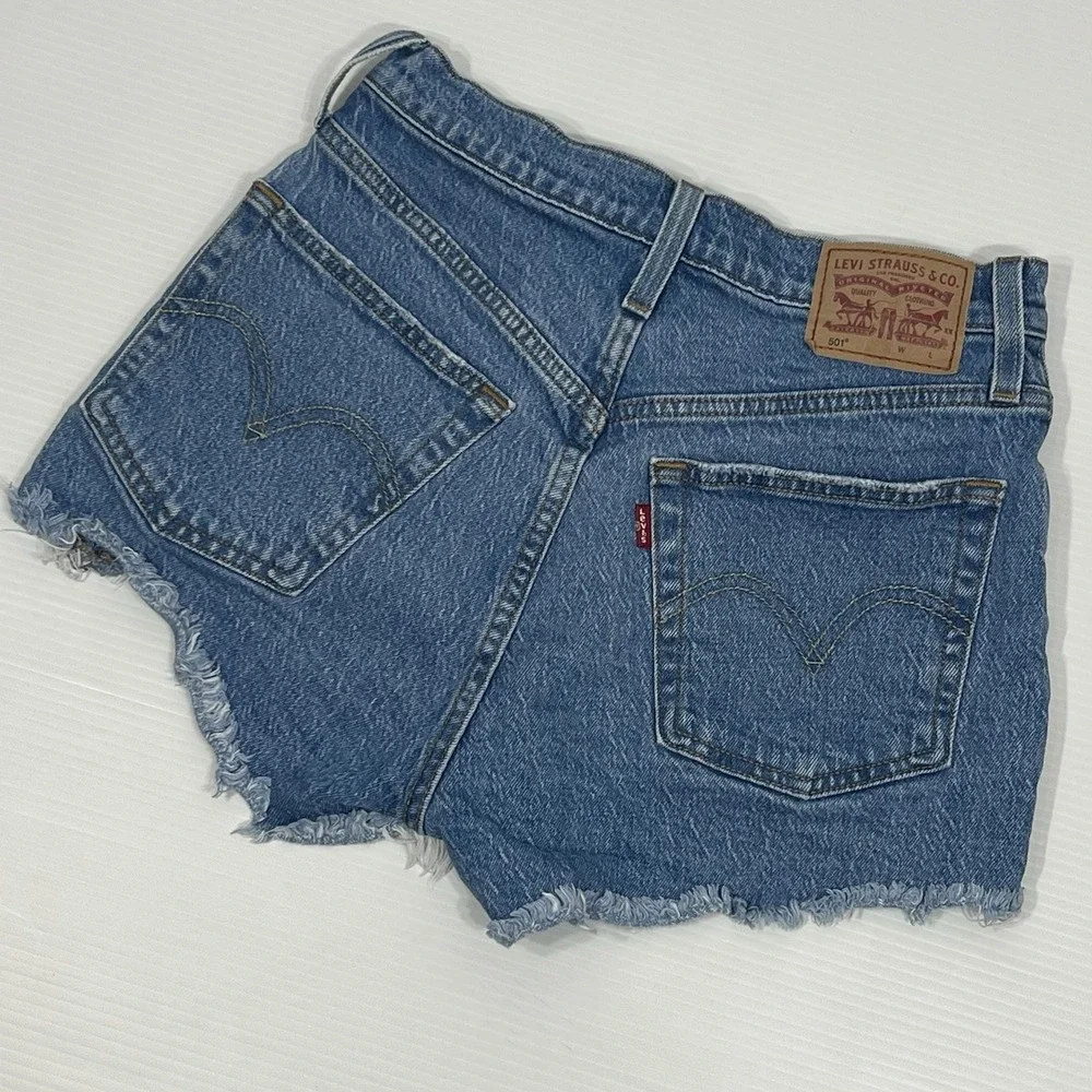 Levi's 501 High Rise Button‎ Fly Denim Mini Cut Off Shorts Womens 25 Medium Wash